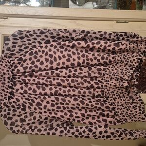 Ann Taylor Pink and Brown Leopard Blouse